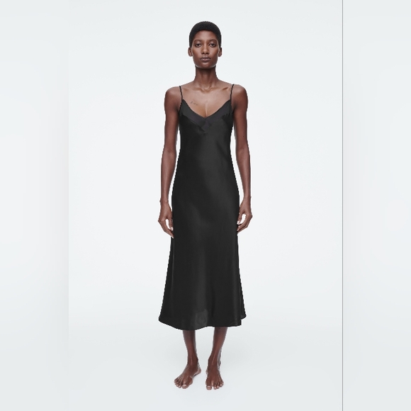 COS Dresses & Skirts - NWT COS Black Silk Slip Dress Lined 12